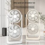 Rechargeable Twin Charger Fan, Desktop Fan, Portable Charger Fan - Image 2